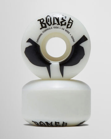 Bones 100s Wides 100a V4 Wide Skateboard Wheels - White - 52mm