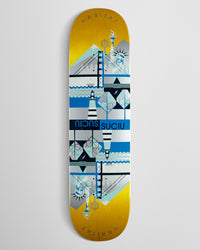 Habitat Suciu Cross Continental Twin Tail Skateboard Deck - Blue/Assorted Stains - 8.30