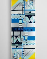 Habitat Suciu Cross Continental Twin Tail Skateboard Deck - Blue/Assorted Stains - 8.30