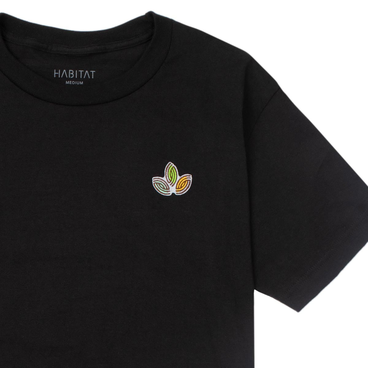 Habitat Leaves Embroidery T-Shirt - Black