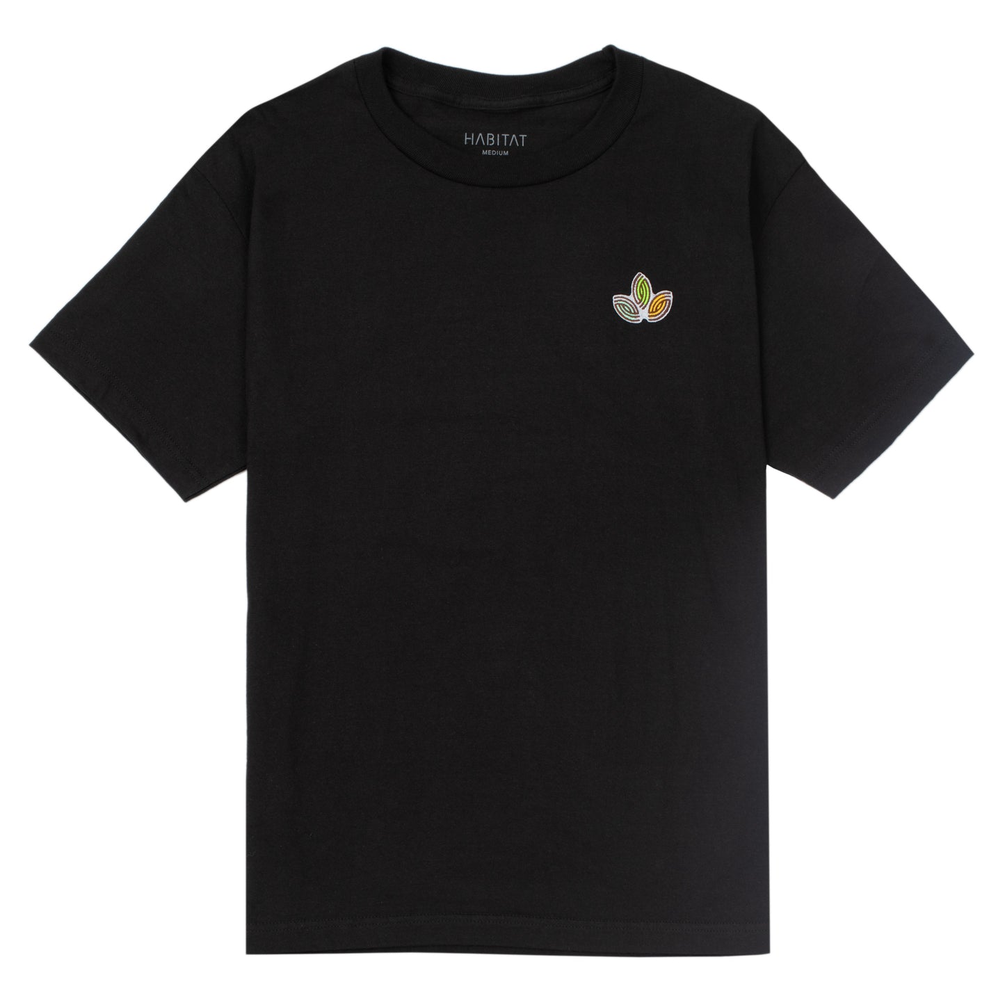 Leaves Embroidery T-Shirt Black